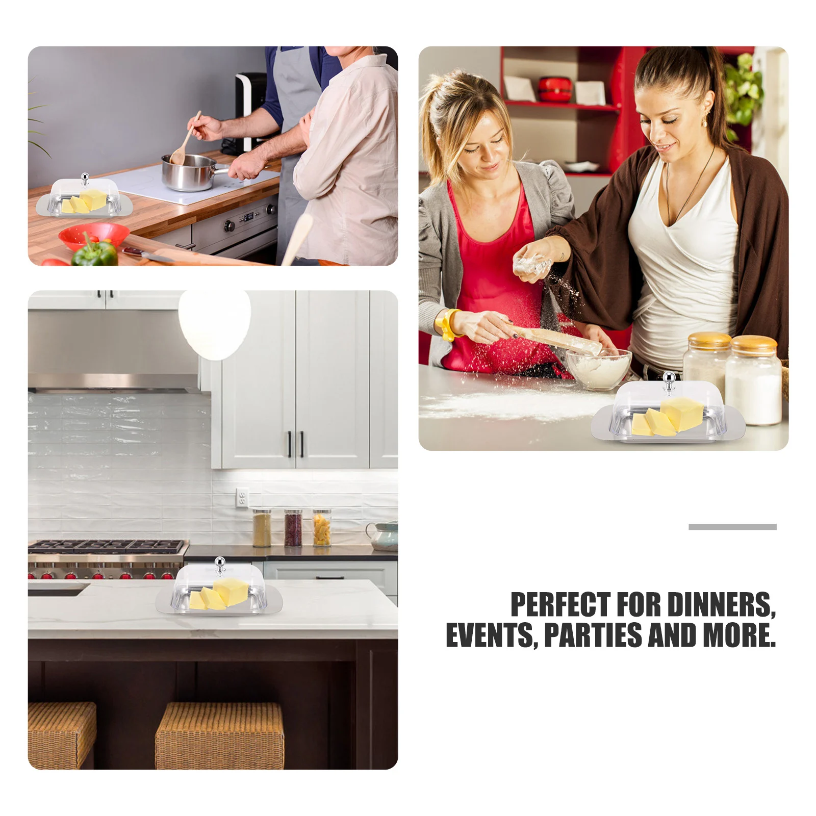 

Storage Box Bread Butter Dish Stainless Steel Food Serving Plate Household Kitchen Tray Multi-Functional Butter Container For