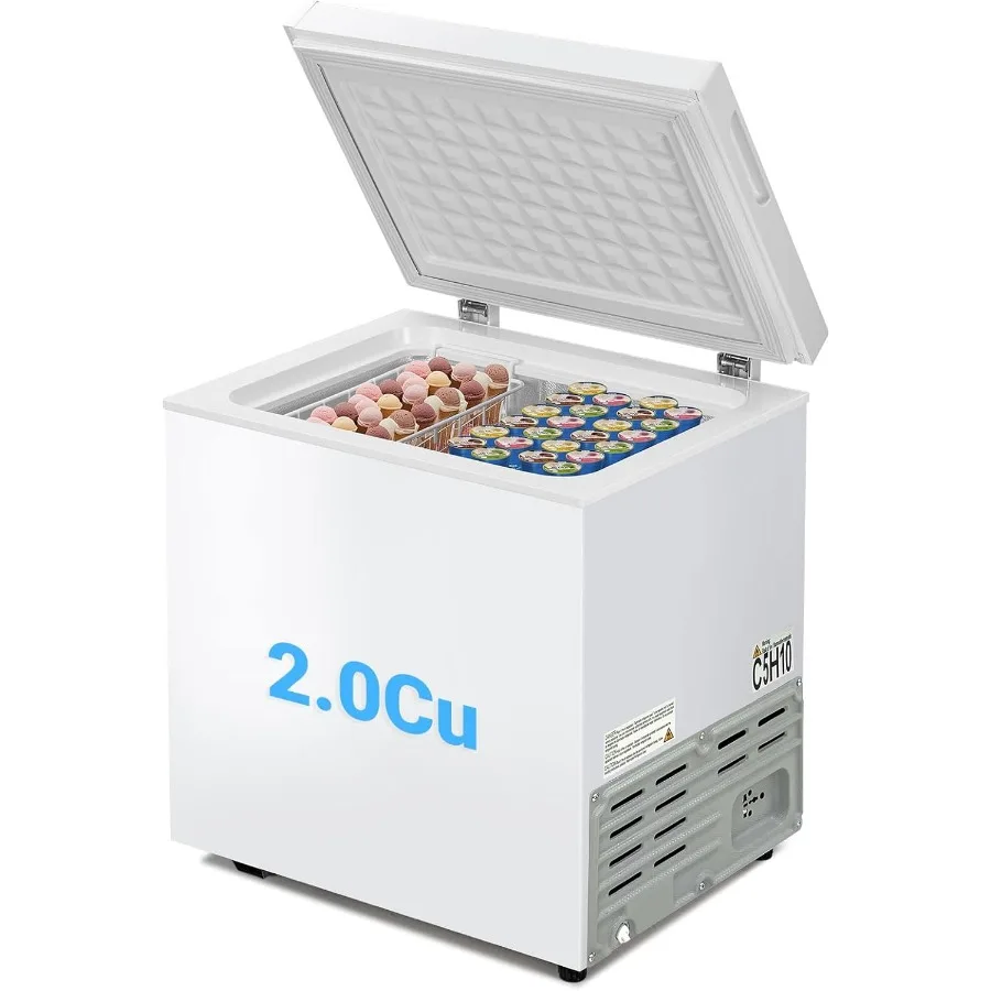 2,0 Cu.Ft kompakter Mini-Tiefkühlschrank mit 7 Temperatureinstellungen und abnehmbarem Korb für Zuhause, Wohnheim, Garage, Büro, Wohnung und