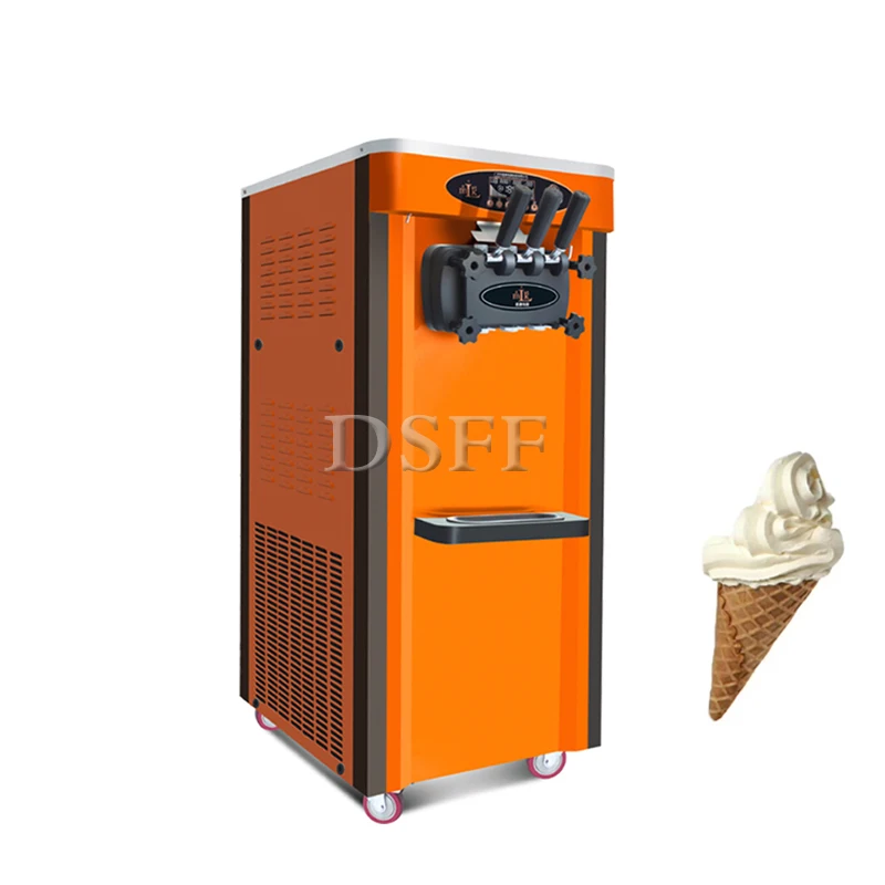 Portable Floor Type Soft Ice Cream Machine With Three Flavors, Commercial Frozen Yogurt Machine