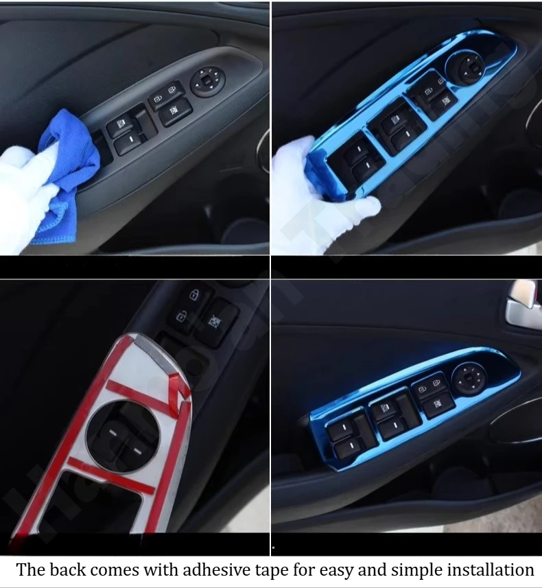for KIA K3 2012~2018 Interior modification supplies/stainless steel glass lifting decorative frame/door armrest panel stickers - view 6