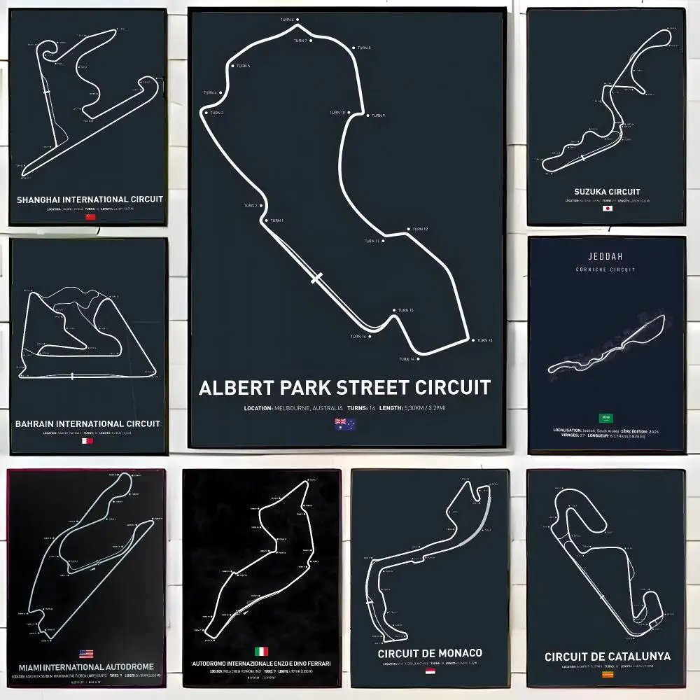 Racing Game G-Global Racing Circuit Grand Prix Tracks Poster Wall Art Print Decorative Mural Home Decor Gift Unframed