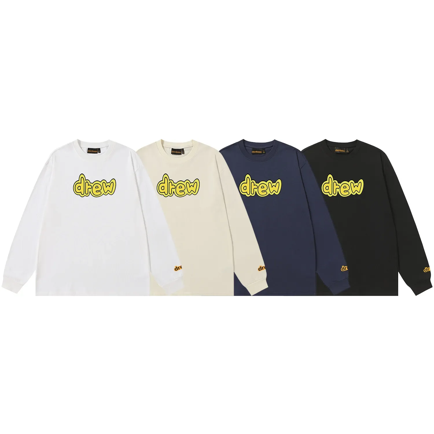 

Drew House Новая футболка с принтом клеевых полосок Drew, мужская и женская футболка с длинным рукавом, дизайнерская роскошная футболка