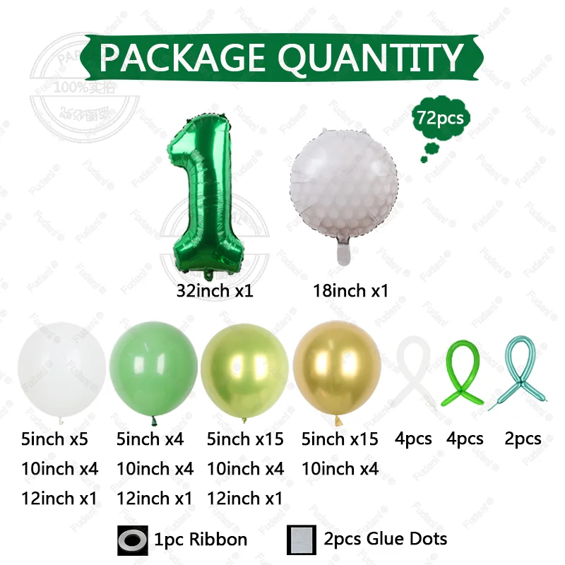 72pcs Golf Balloon Set 32inch Green 1-9 Number Football Foil Balloon Round Globos For Baby Shower Birthday Party Giving Gift - view 2