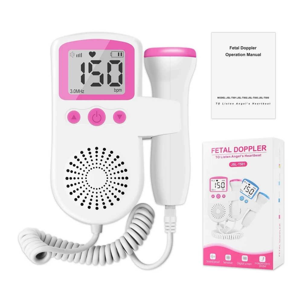 Fetal Doppler Heart Rate Monitor for Pregnancy Baby Heartbeat Monitoring Sonar Stethoscope Heartbeat Detector No Radiation