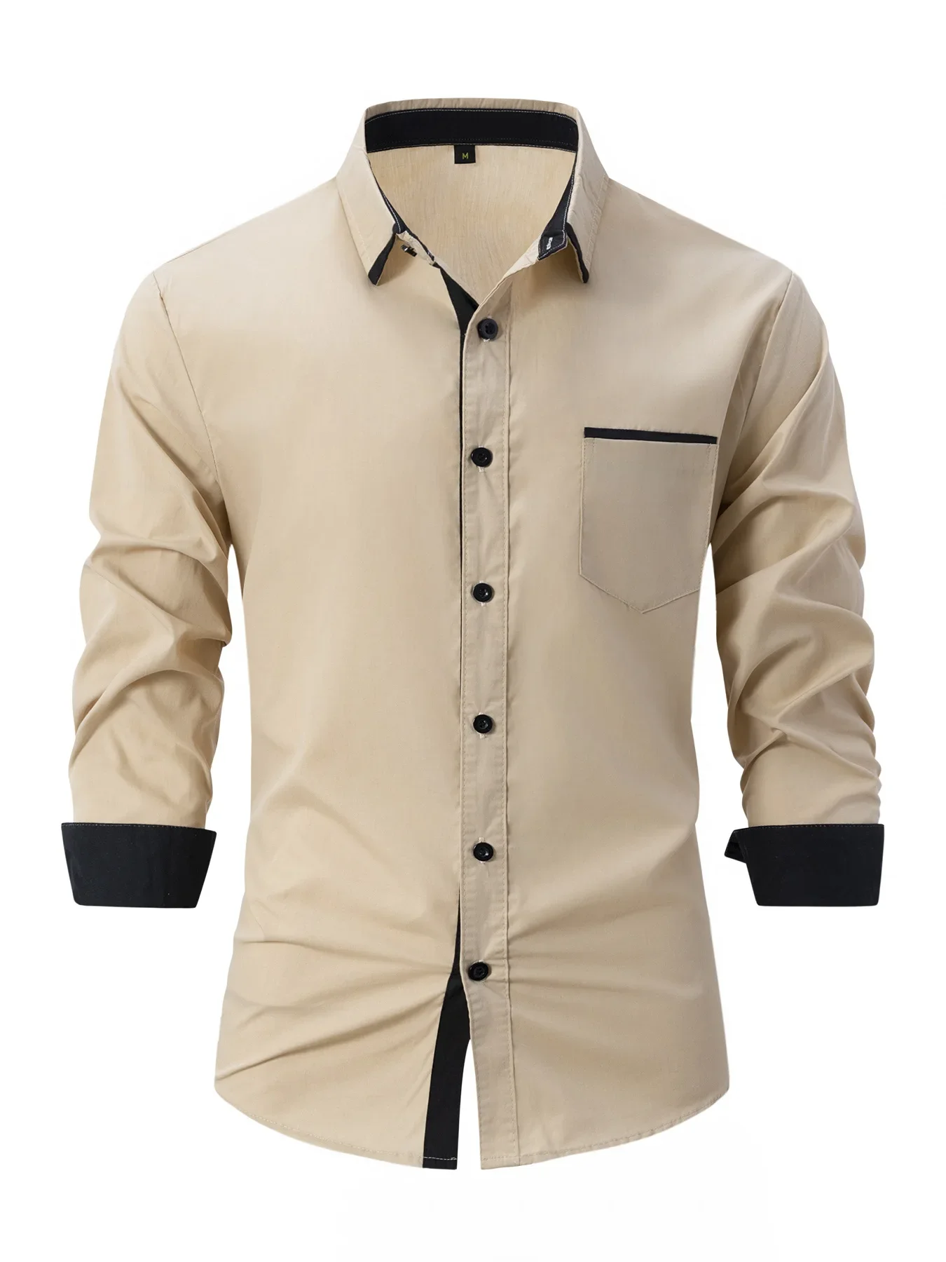Men's casual solid color new button fashion long sleeve shirt soft and comfortable plus size outdoor street daily new 2025