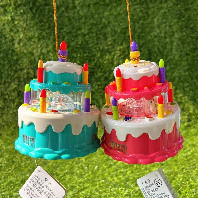 Cartone animato per bambini Simulazione Torta di compleanno Giocattoli emettitori di luce Carosello carino Torta musicale elettrica Lanterne portatili per bambini Giocattolo