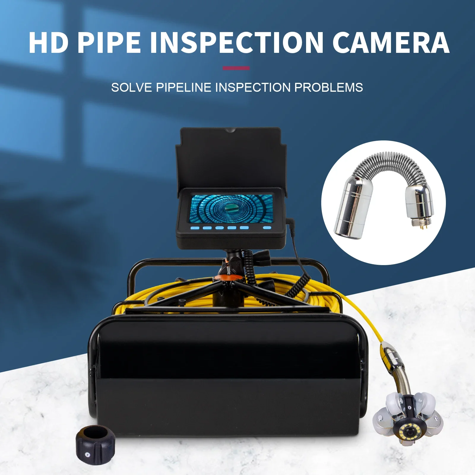 Good Quality Factory 4.3 Inch Monitor 12 White Lights Waterproof IP68 Sewer Pipe Inspection Camera System with Meter Counter