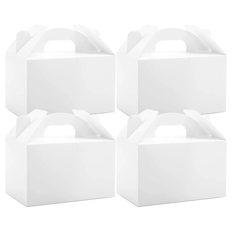 

48 Pack White Treat Gable Party Favor Boxes Paper Gift Boxes Parts Kit For Birthday Party Shower 6X3.5X3.5 Inches ,White