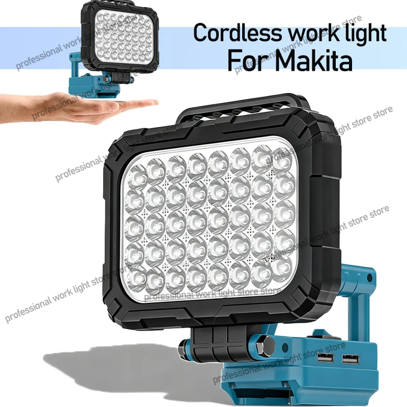 

8-дюймовый светодиодный рабочий фонарь для Makita, батарея 18 В, 2 USB, уличные прожекторы, прожектор, лампа для кемпинга, аварийное освещение