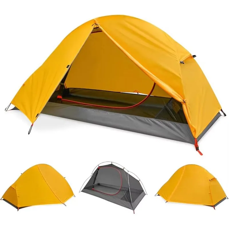 Outdoor Camping Waterproof Backpacking Ultralight 1 Person Lightweight Camping Tents with Aluminum Frame Double Layer