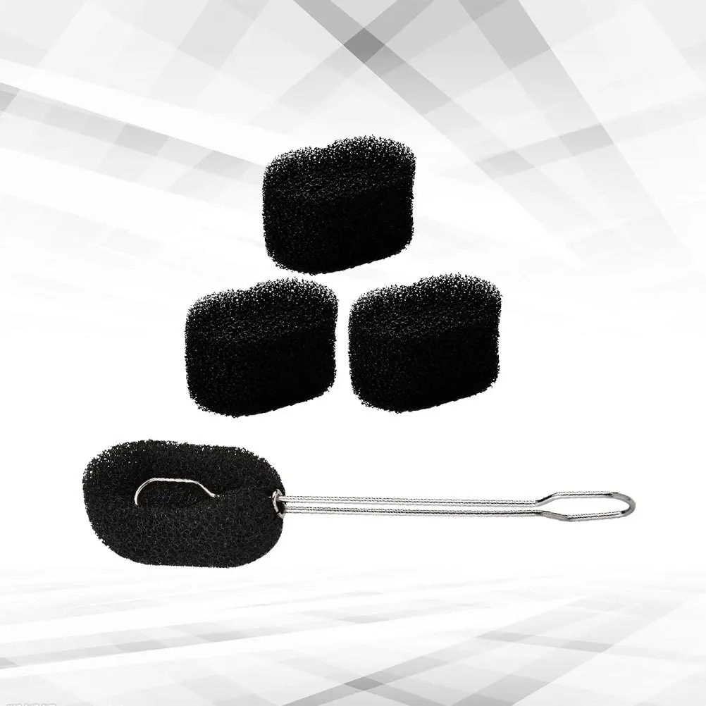 

Bottle Cleaning Brush Sponge Cup Glass Mug Stainless Steel Handle 3 Replaceable Heads Long Handle for Kitchen Home