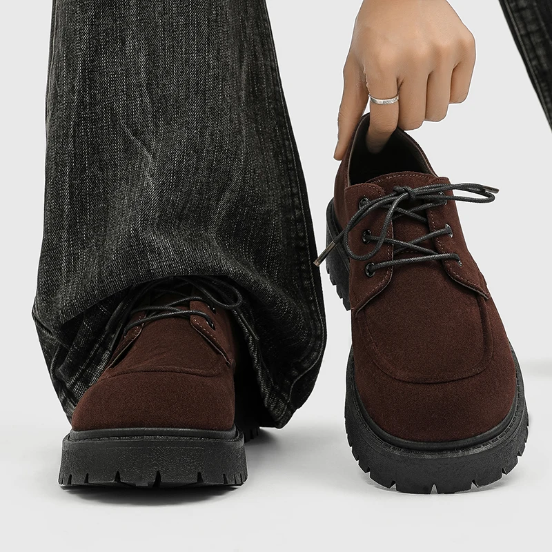 Men's Winter Fashion Low-Top  Boots Retro Faux Suede  Trendy Slip-Resistant Workwear Boots for Youth Casual Sports
