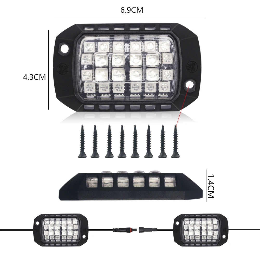 3D Lens Chassis Undergolw Light Remote App Control 12V For Jeep Off-Road 4x4 Truck UTV SUV ATV RZR Car Rock Decorative Lights