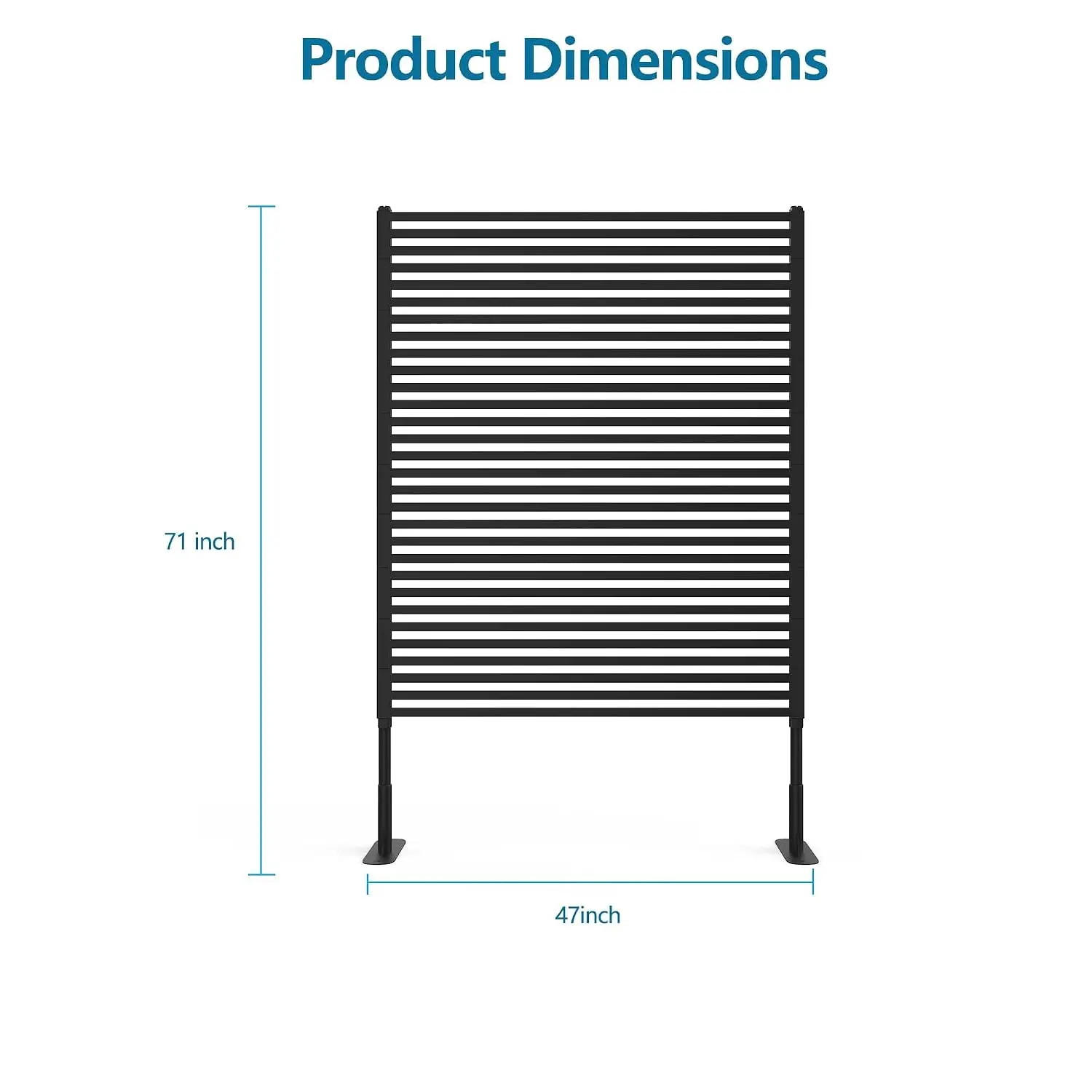 Metal Slatted Privacy Screen Panel Fence Outdoor Garden Divider 47x71in, Customized