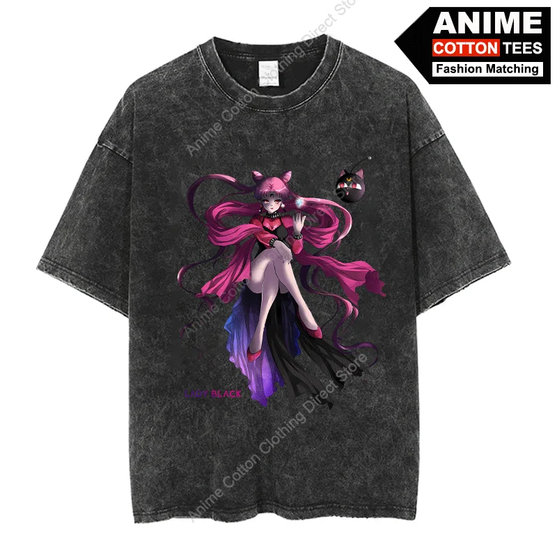 

Lady Black T-shirt Classic Anime Beautiful Girl Warrior Print T Shirt y2k Harajuku Casual Women Oversized Loose Tees Cotton Tops