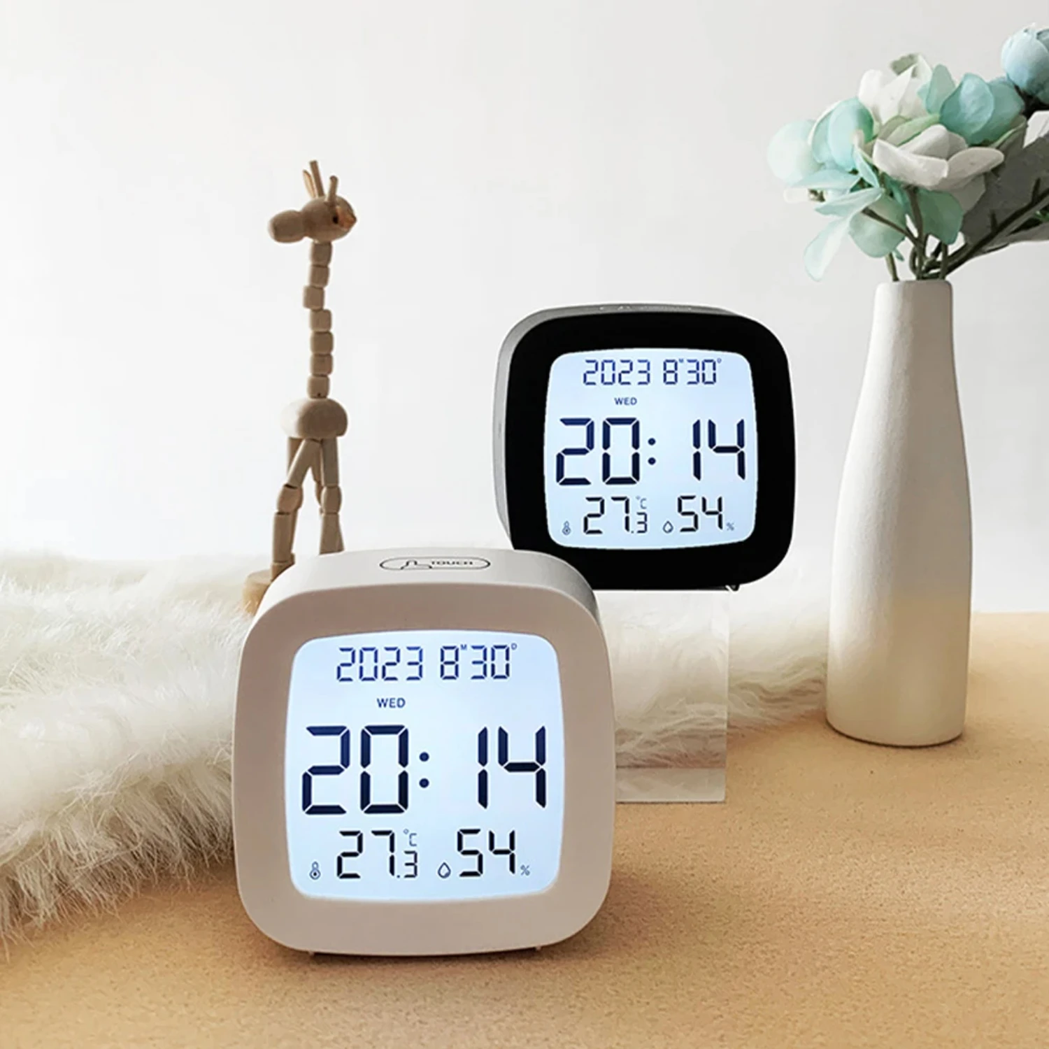 Alarm Clock With Backlight Battery Operated LCD Display Temperature Humidity Monitor   Use Office School  Decor Mini clock Clock