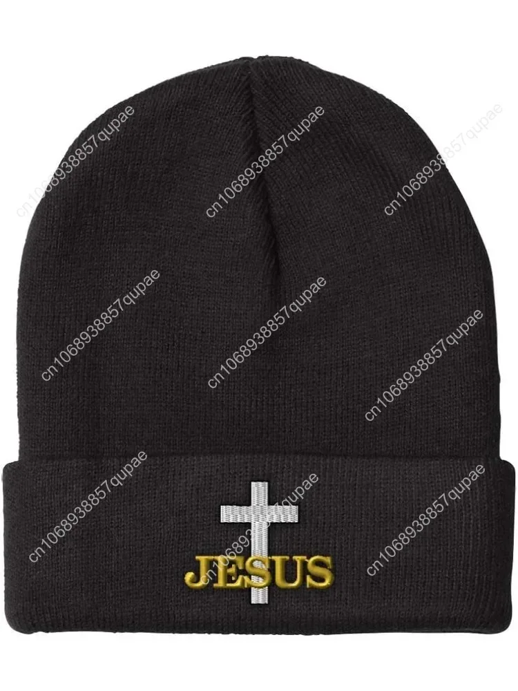 

Custom Beanies for Men Christian Cross, Jesus Embroidery Winter Hats for Women Acrylic Skull Cap 1 Size