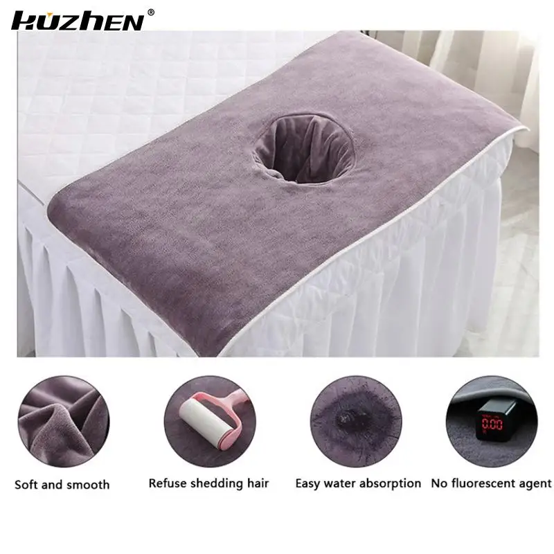 

50x80cm/60x90cm Thickened Beauty SPA Massage Table Planking Face Towel With Hole For Hospital Hotel Beauty Salon