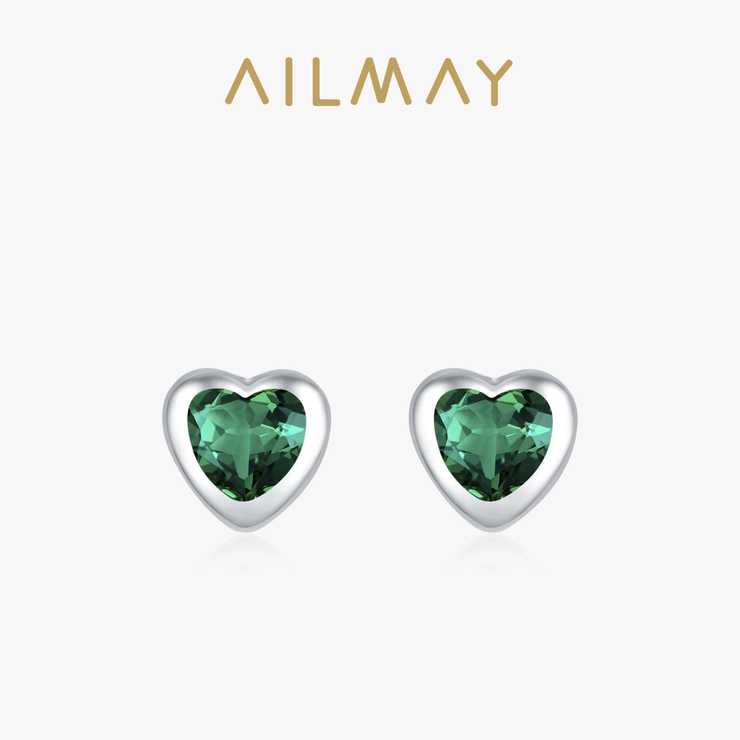 

Ailmay 925 Sterling Silver Elegant Green Heart Shaped Earrings For Women's Light Luxury New Year Gift