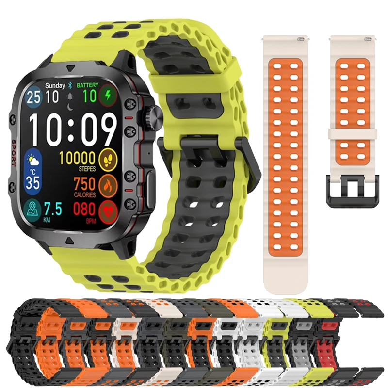 22mm zweifarbiges Silikonarmband für LIGE Smartwatch QX11, Sport-Ersatzarmband, Correa für LIGE QX11 Smartwatch-Armband