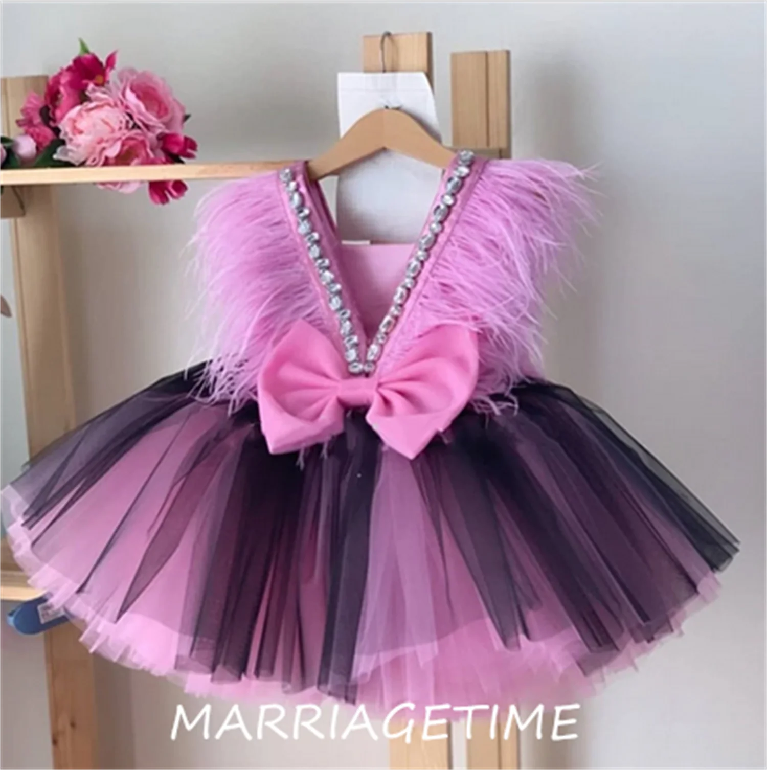 Custom Toddler Girl Tulle Dress Princess Party Gown Bridesmaid Kids Clothes Christmas Party Dress Photography Props 1-12Y