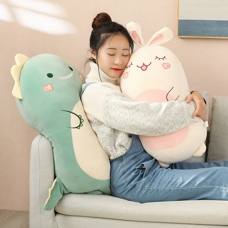 Cute Cartoon Animal Dinosaur Plush Pillow Unicorn Husky Pink Rabbit Soft Stuffed Doll Kawaii Home Decor Cushion Gifts For Girl