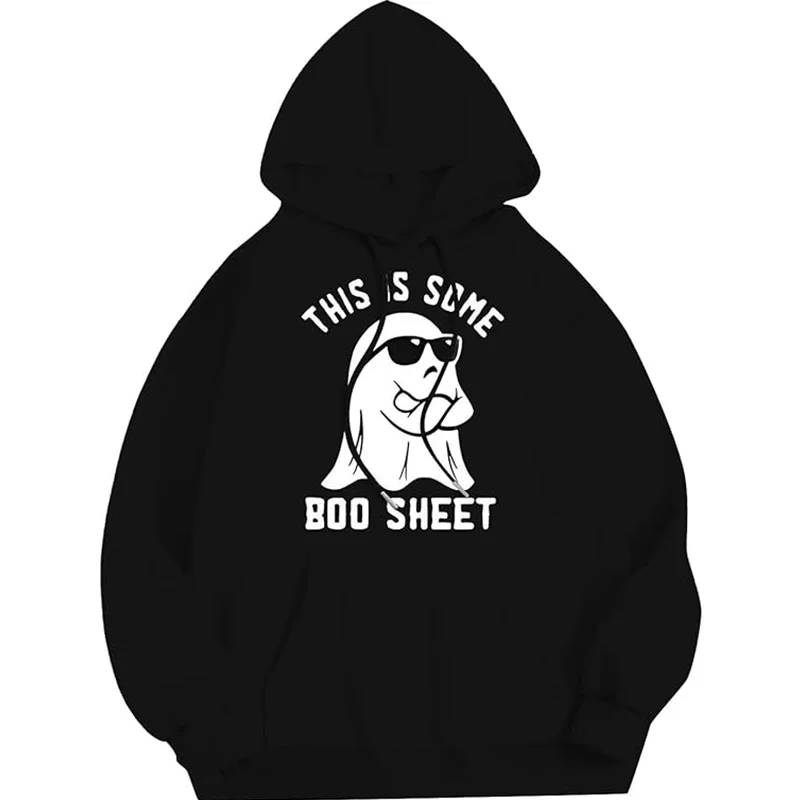 This is Some Boo Sheet Halloween Sweatshirt Hoodies for Men Casual Fun Ghost Print Long Sleeve Pullover Hoodied Tops