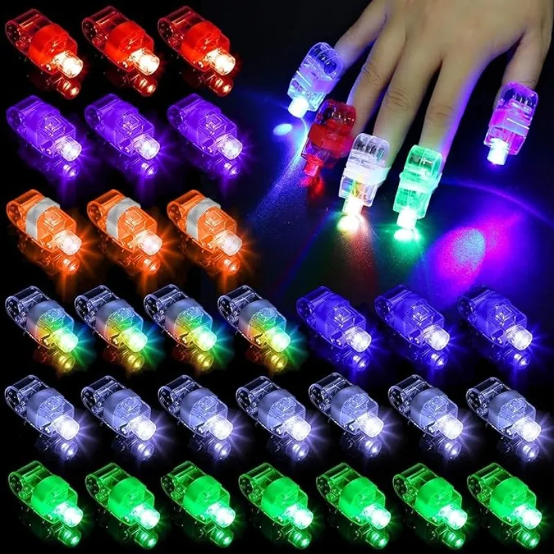 10 Pieces LED Finger Lights 6 Color Finger Flashlights for Kids Birthday Party Supplies Rave Laser Assorted Toys