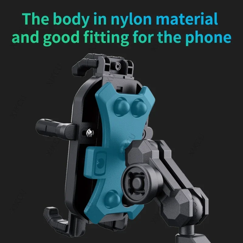 Supporto per telefono per moto antiurto con blocco della luce Specchio per manubrio per caricabatterie wireless da 15 W per supporto per moto da bicicletta per smartphone