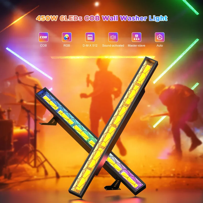 6x60W Ambra e 120 RGB LED pixel bar effetto luce DMX512 LED wash luce stroboscopica Disco DJ Party Club Bar Concerto Stage Event Show