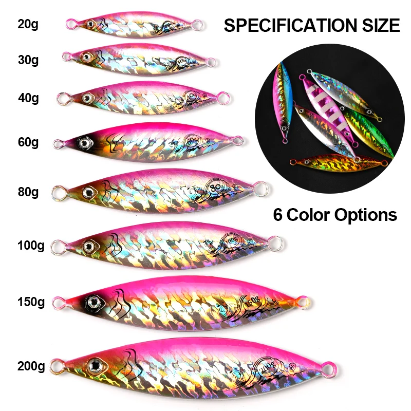 Jigging Spoon Metal Plate Fishing Lure 20g 30g 40g 60g 80g 100g 150g 200g Shore Casting Jig Sea Bass Fast Sinking Bait Jerkbait