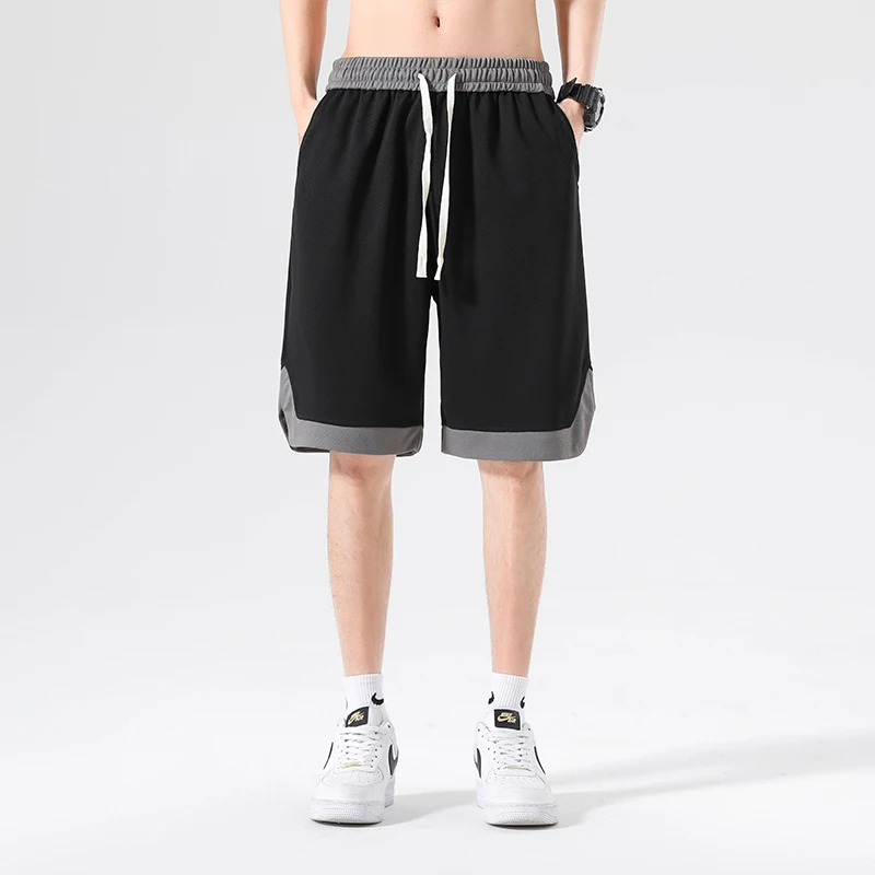 Sports Stylish Patchwork Knee Pants 2024 Summer Youthful Vitality Loose Straight Men's Clothing Elastic Drawstring Casual Shorts