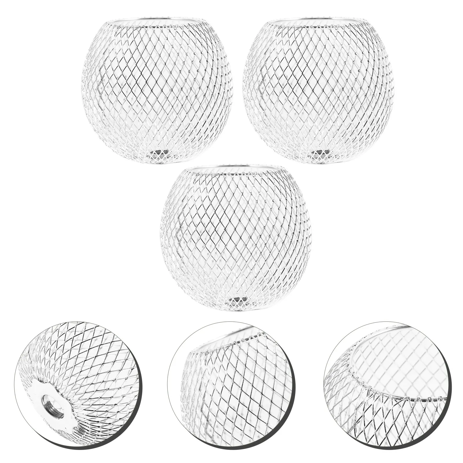 

3Pcs Metal Light Shade Spherical Hollow-Out Lampshade Decorative Lamp Cover Warm Room Lighting Metal Light Shade