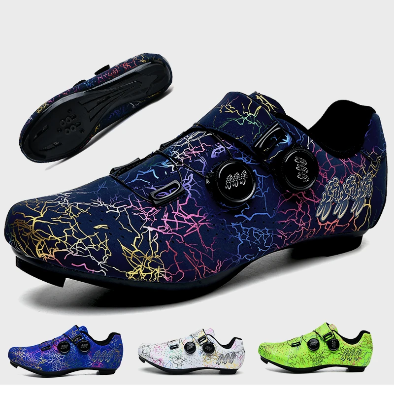 Men's Bicycle Sports Shoes SPD Bicycle Shoes Outdoor Speed Flat-bottomed Racing Shoes Women's Road Self-locking Bicycle Shoes