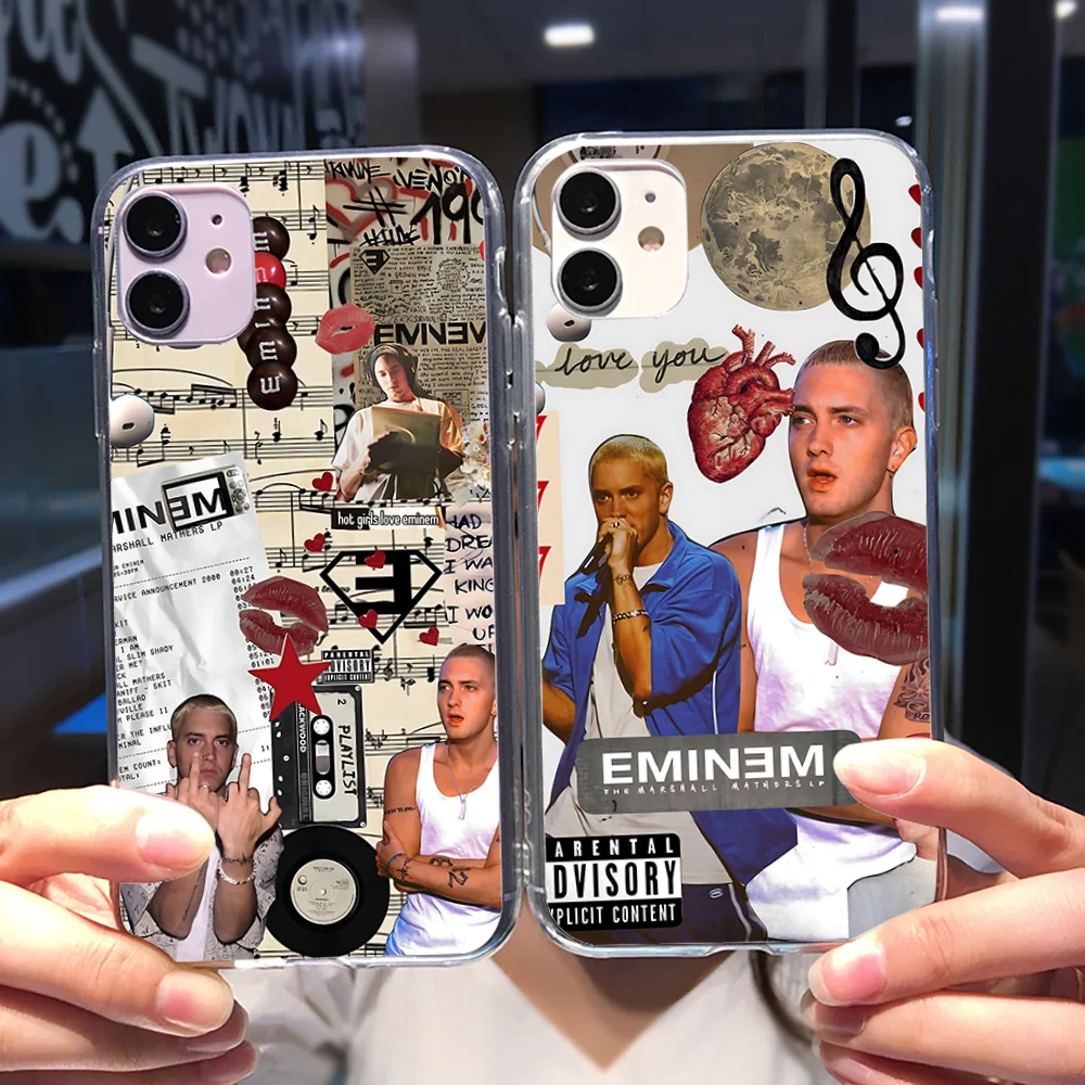 Singer Eminem Phone Case For Iphone 15 11 13 14 Pro Max 7 8 Plus X Xr Xs Max Se2020 12mini Transparent Cover