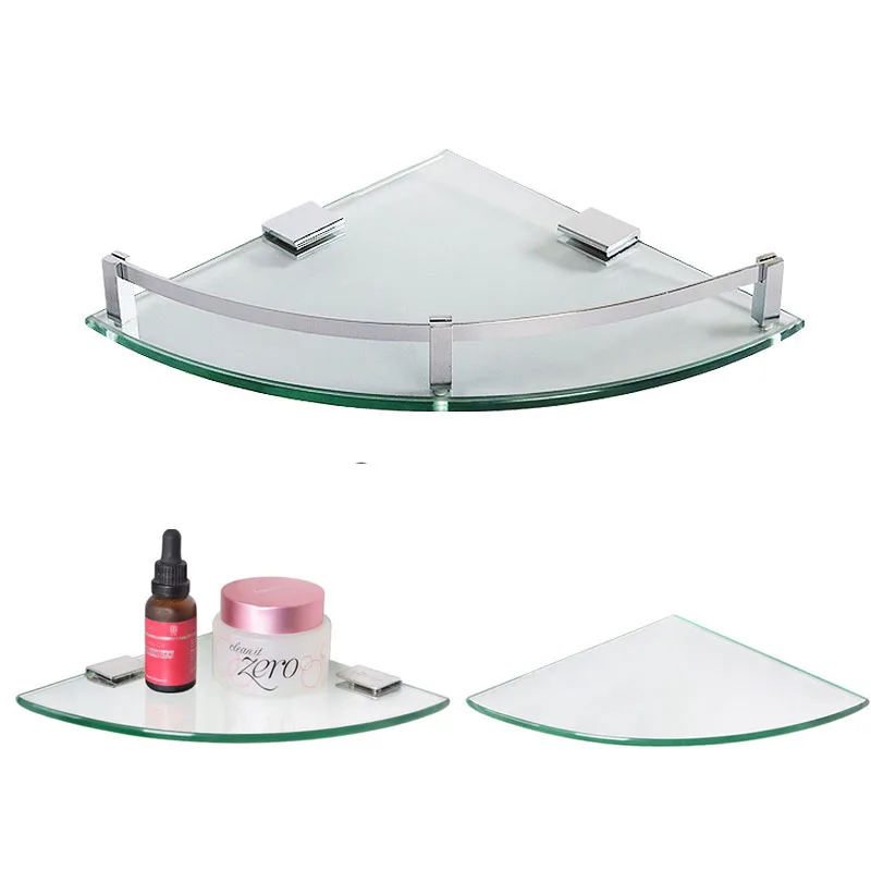 

shampoo chrome glass bathroom corner shelf 16/ 19.5/23.5cm