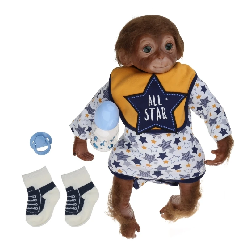 

20 Inch Realistic Toddler Baby Monkey for Doll Soft Vinyl Cotton Body Handmade Animal Toy Art Gifts