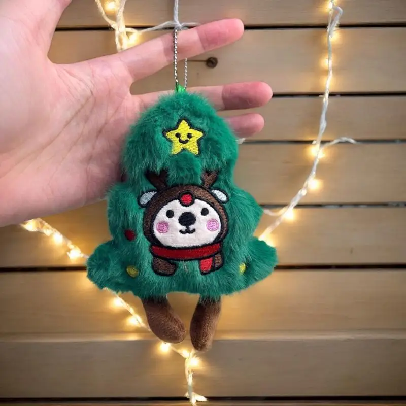Leuke cartoon pluche kerstboom pop hanger creatieve rugzak hangend ornament decoratief