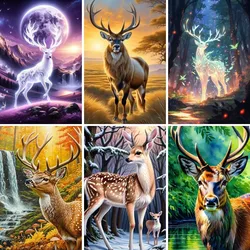 DIY 5D Diamond Painting Set, Full Drills Full Round/ Square Rhinestones Decorative Painting, Deer, Animal Mosaic Embroidery,Gift