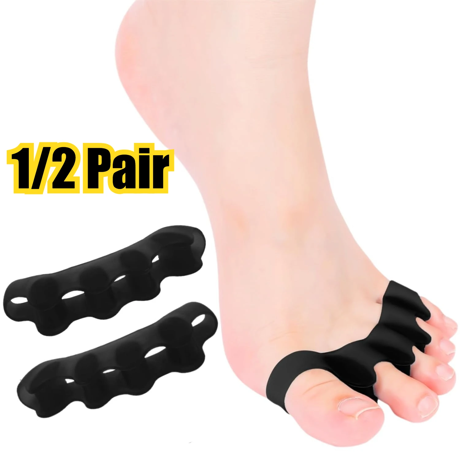 

1/2 Pair Silicone Toe Separator Bunion Corrector Hammer Toe Corrector Soft Silicone Material for Toe Separation Foot Care Tool