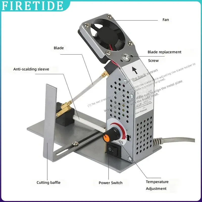 Small 220V Thermal Hot Cutter Manual Ribbon Lace Cutting Machine Rope Trimmer for Fabric Edge Sealing DIY Craft Hand‑Operated