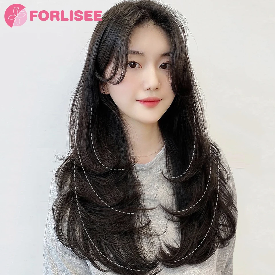 Synthetic Wig Women's Traceless Invisible U-shaped Long Straight Hair With Inner Buckle Long Curly Hair Natural Extension Wig