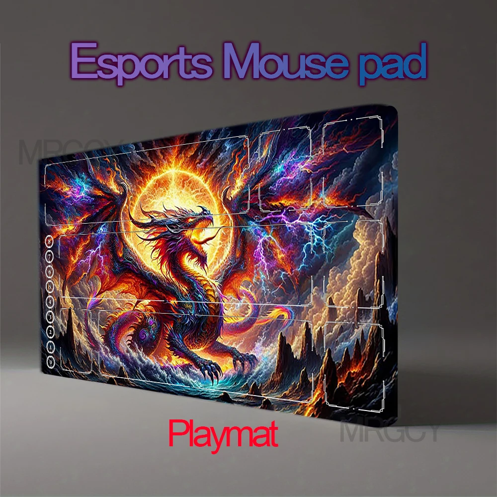 تحلق التنين تصميم Playmat 600x350 مللي متر بطاقة الألعاب التجارية الوسادة مع عدم وجود منطقة سحرية منصات المضادة للانزلاق ل Rune Battlefield MTG TCG LOL #1
