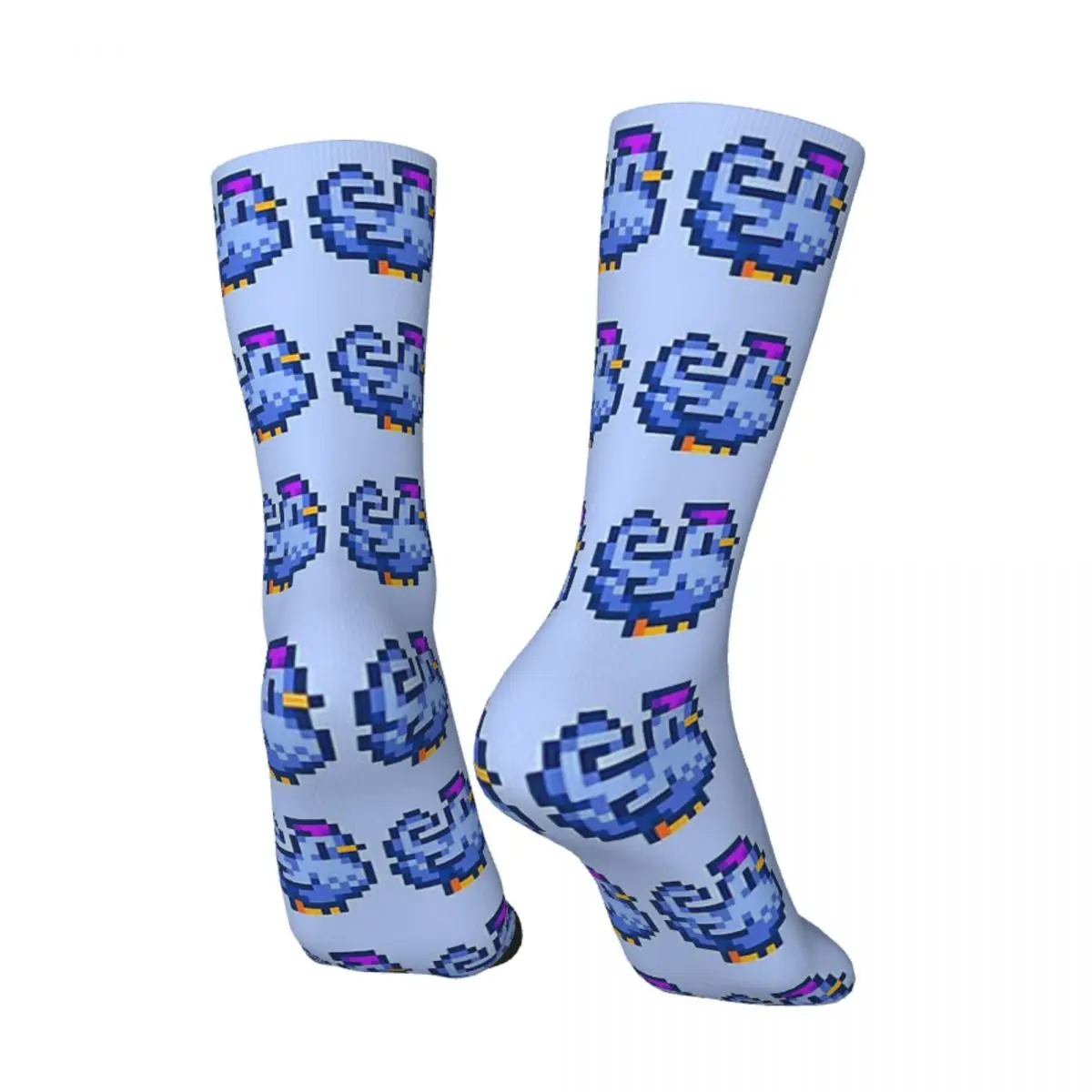 Men's Socks Blue Chicken Vintage Harajuku Stardew Valley Famous Games Hip Hop Seamless Pattern Crew Crazy Sock Gift Printed