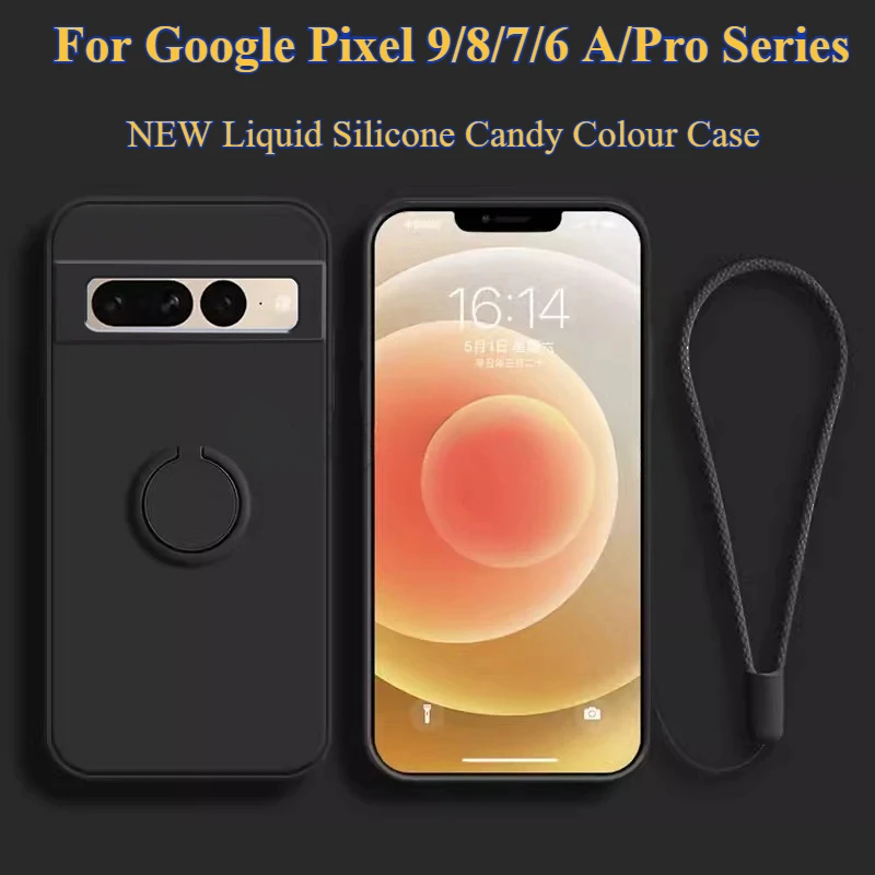 

Magnetic Ring Holder Stand Liquid Silicone Phone Case for Google Pixel 9A 9 Pro XL 8A 7A 6A 8 7 6 Pro 5G Candy Colour Soft Cover