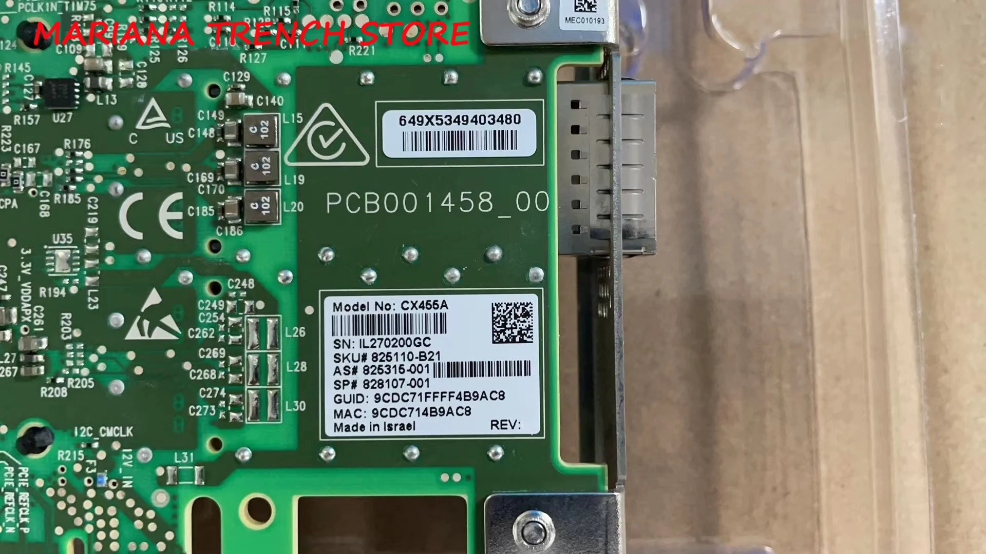 CX455A สําหรับ HPE IB EDR/EN 100Gb 1P 840QSFP28 การ์ดอะแดปเตอร์ 825110 -B21/H21
