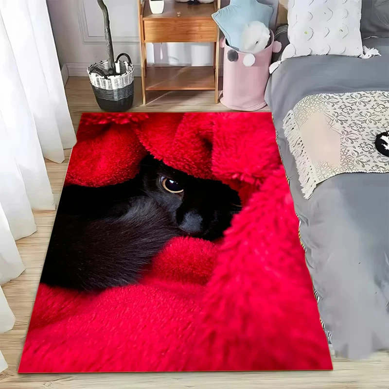 

Cute Cat Print Carpet Soft Non-slip Floor Mat Funny Animal Pattern Rug Home Decoration for Living Room Bedroom Kids Room