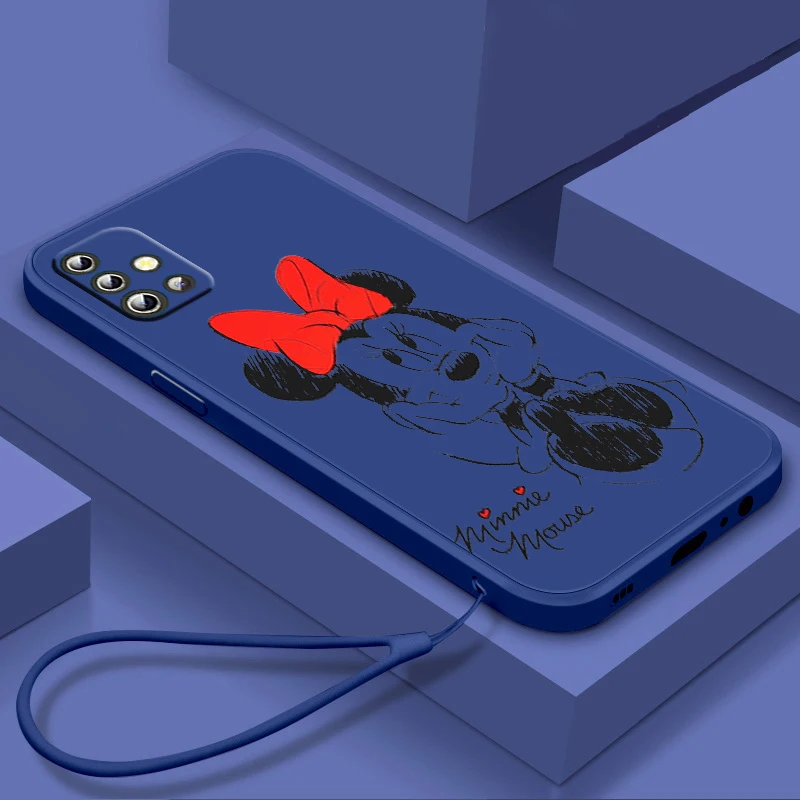 Disney Mickey Minnie Love Phone Case For Samsung Galaxy A73 A53 A33 A52 A32 A22 A71 A51 A21S A03S 4G 5G Liquid Rope Cover Fundas