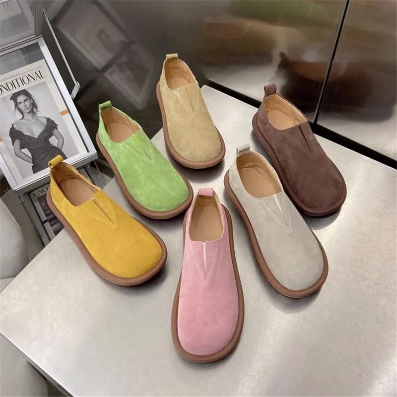 Woman Genuine Leather Women\'s Flat Casual Loafers Slip On Women Shoes Flats Soft Moccasins Lady Driving Shoes 35 40