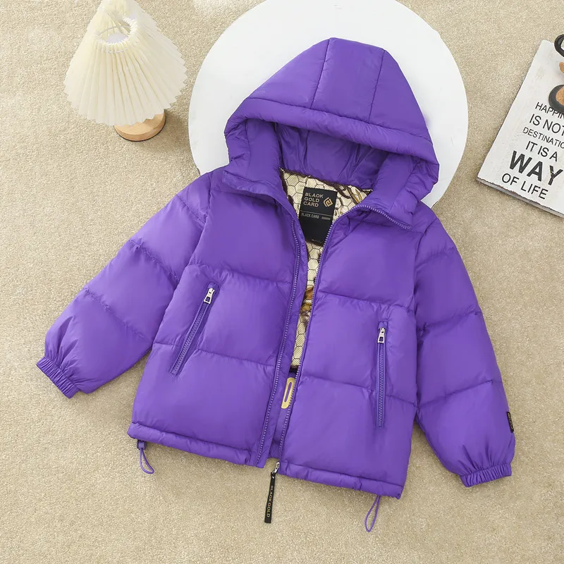 2024 Korea Winter Kid Down Coat Thickened Hooded Solid Pocket Warm Teenager Girl Jacket Child Girl Winter Children Down Jacket